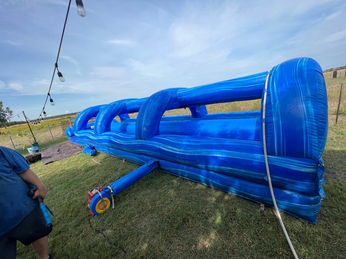 34' Blue Marble Double Lane Slip & Slide Rental | Sandi's Moonwalks