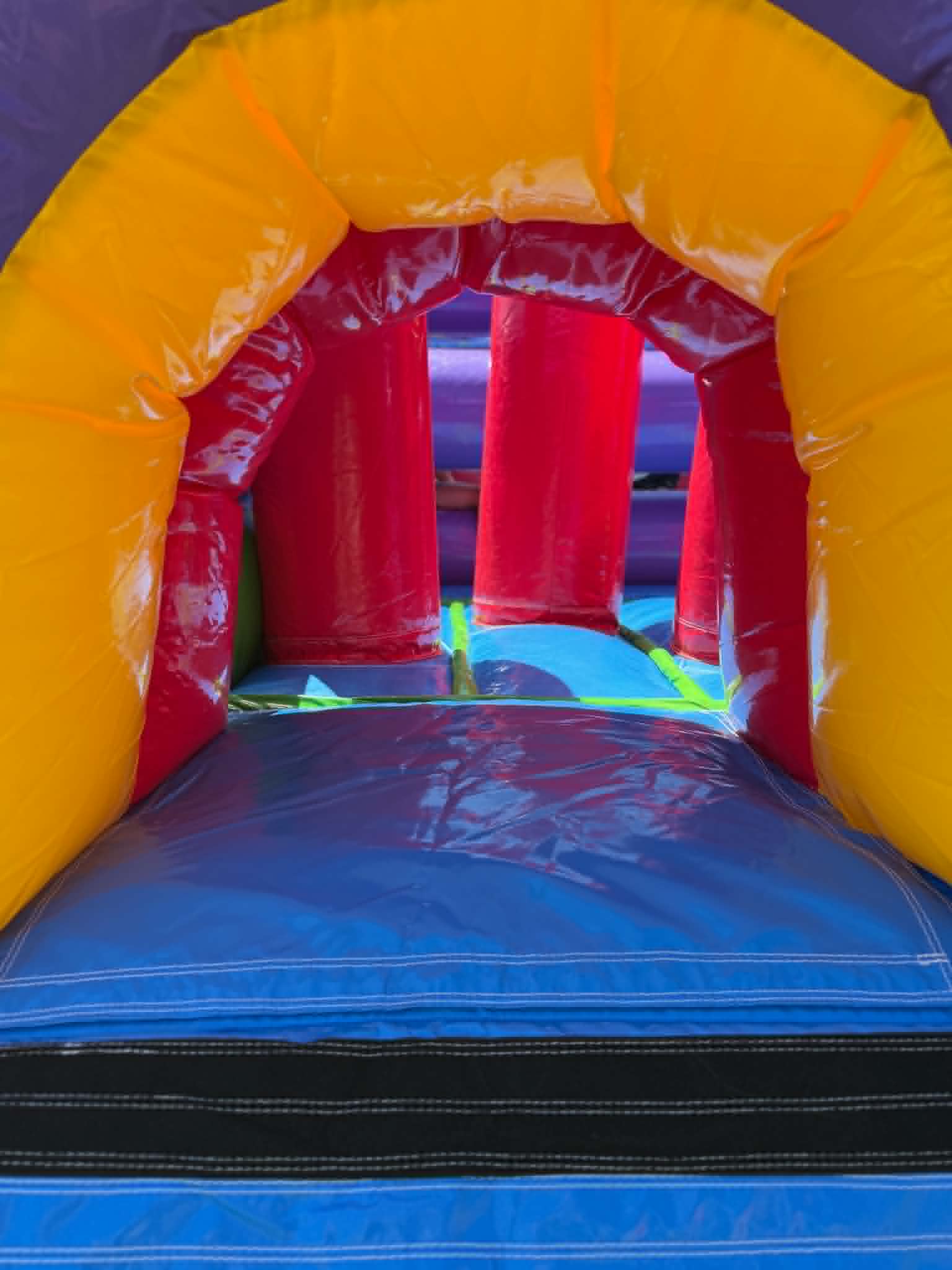 First crawl-through tunnel section of the 40 foot obstacle course