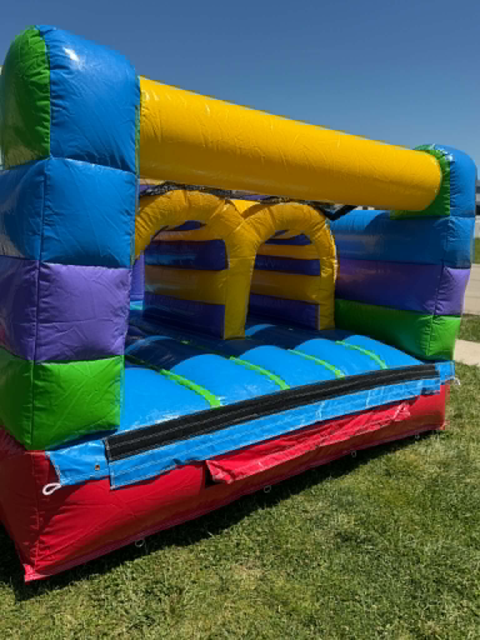 Exit of the 40 foot obstacle course inflatable rental