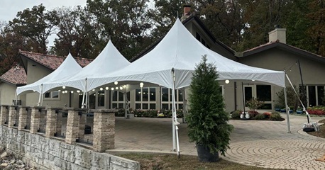 20x20 tent rentals set up at an outdoor event by Backyard Party Rentals in Wentzville MO