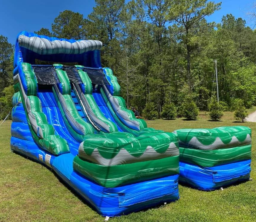 16ft Blue Wave Dual Lane Slide Wet/Dry | Bouncer World SC | Sumter, SC