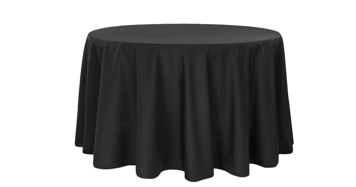 120 inch round black table linen on a 60 inch table