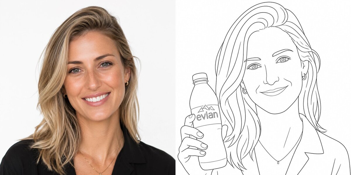 Caricature printed with a company logo for a corporate event