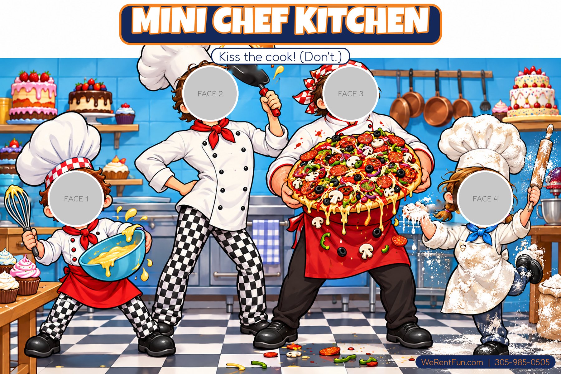 Mini Chef Kitchen face-in-hole photo backdrop theme