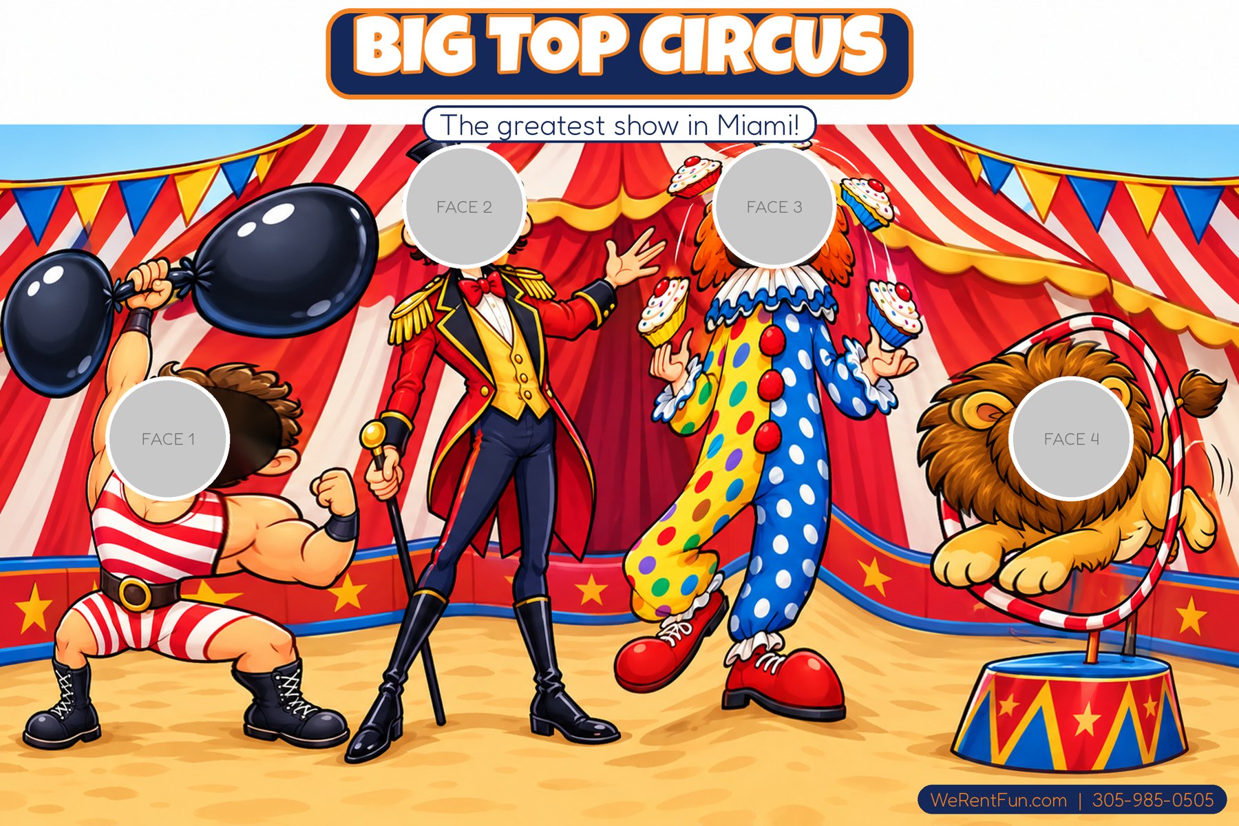 Big Top Circus face-in-hole photo backdrop theme