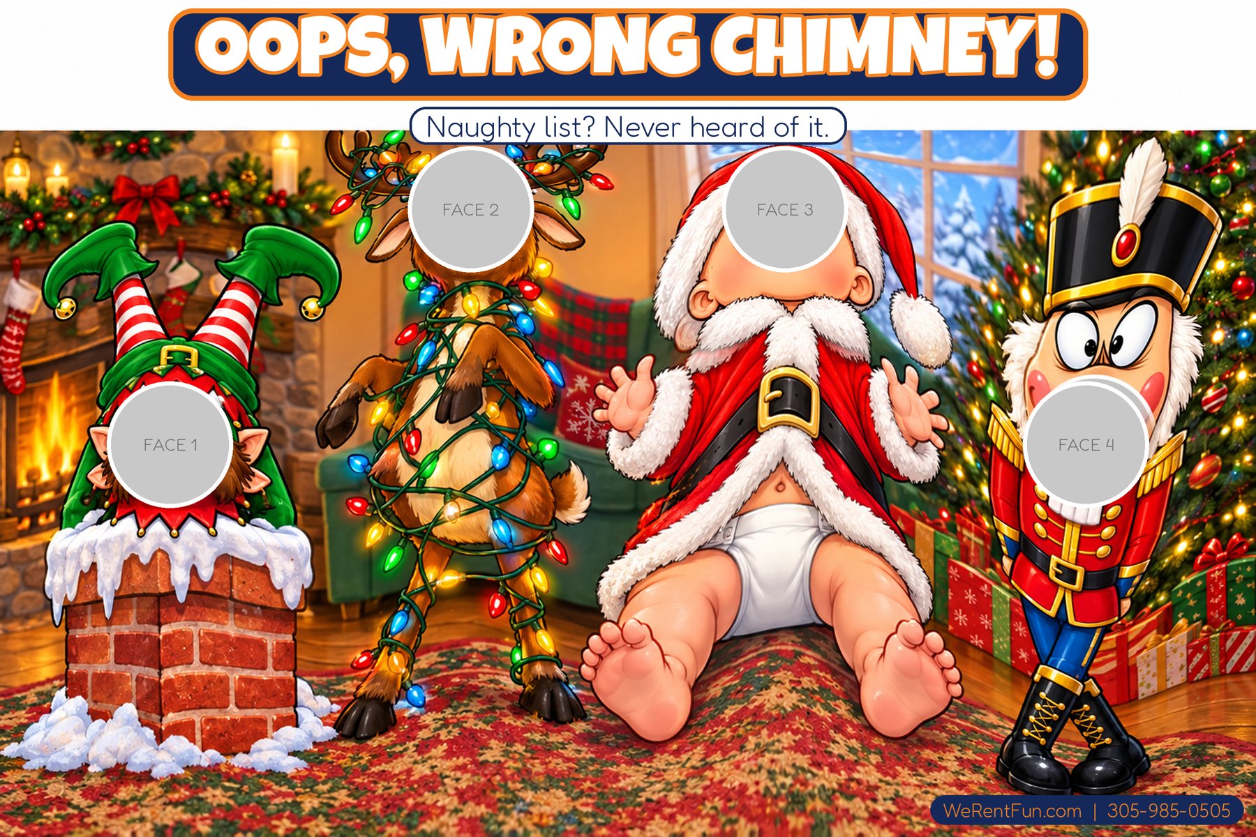 Oops Wrong Chimney! face-in-hole photo backdrop theme