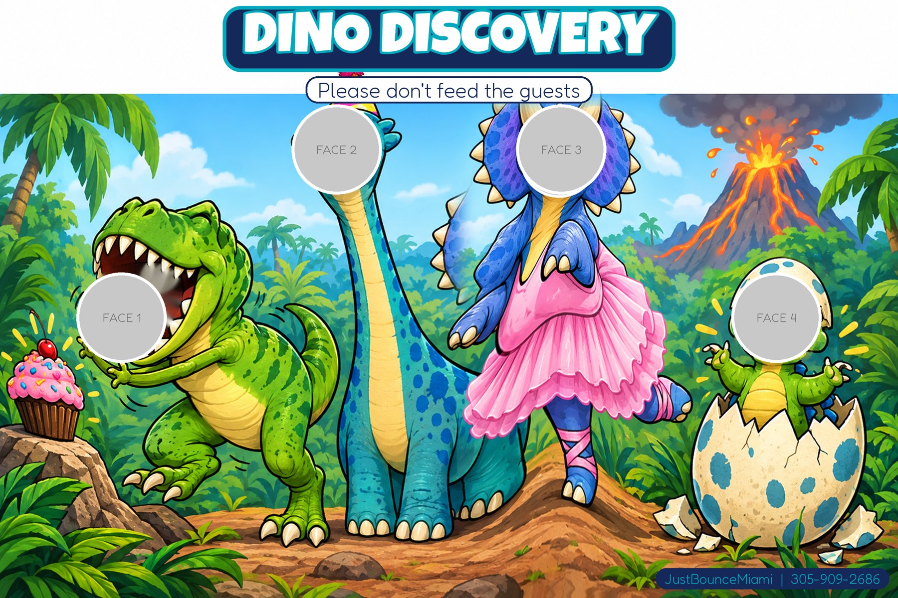 Dino Discovery face-in-hole photo backdrop theme