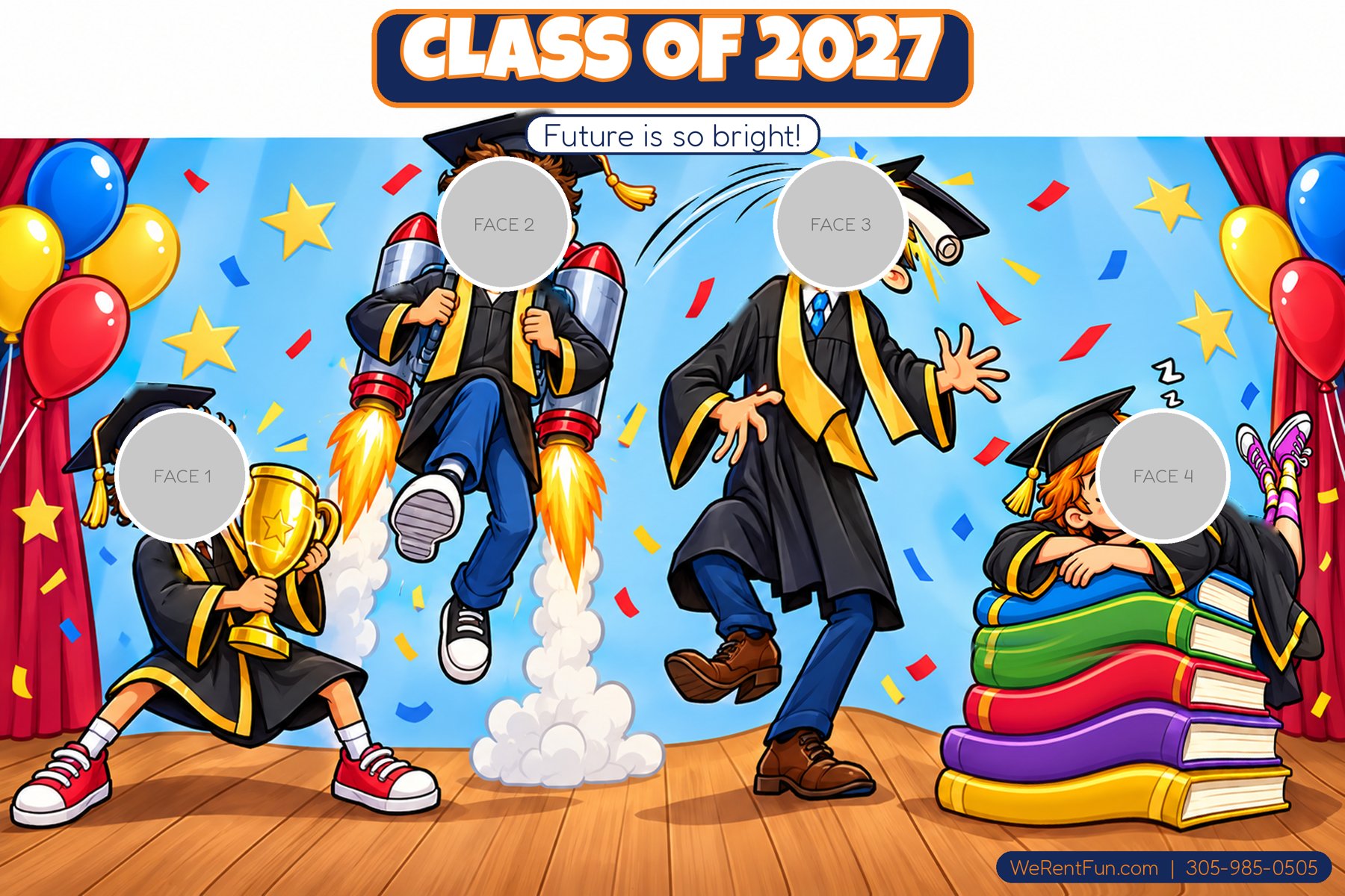 Class of 2027 face-in-hole photo backdrop theme