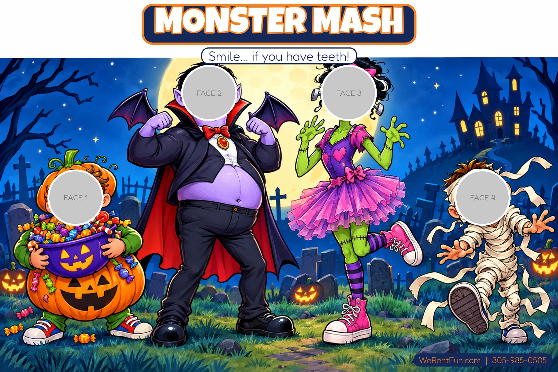 Monster Mash face-in-hole photo backdrop theme