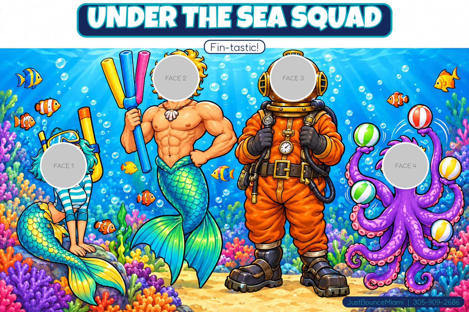 Under the Sea Squad face-in-hole photo backdrop theme