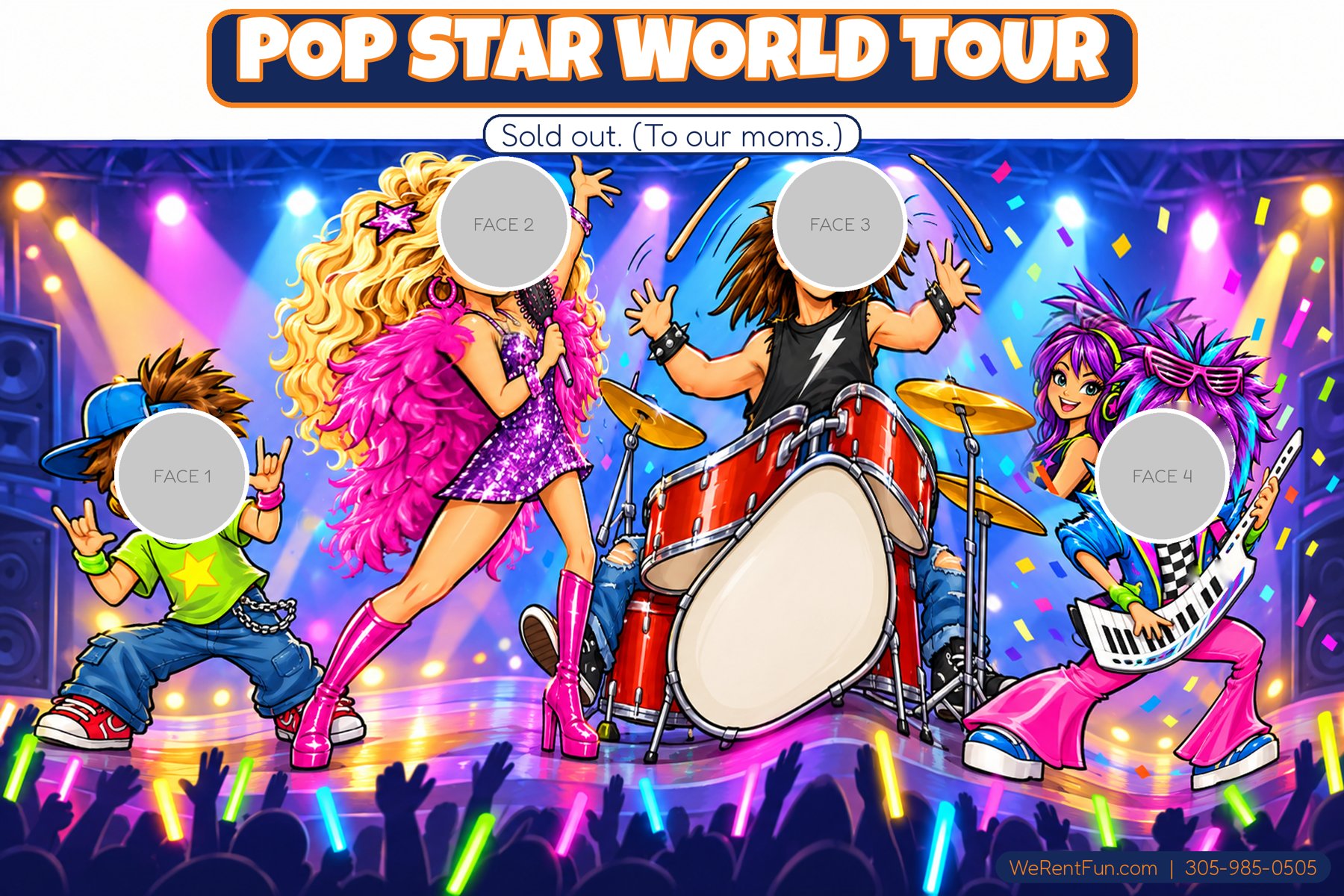 Pop Star World Tour face-in-hole photo backdrop theme