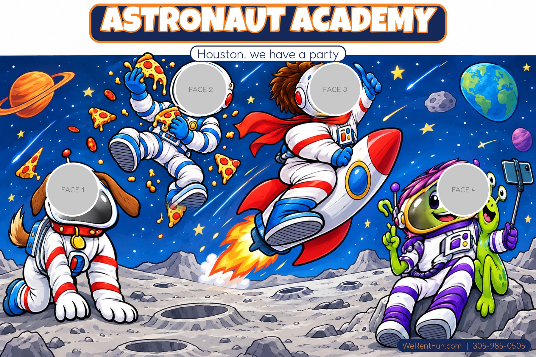 Astronaut Academy face-in-hole photo backdrop theme