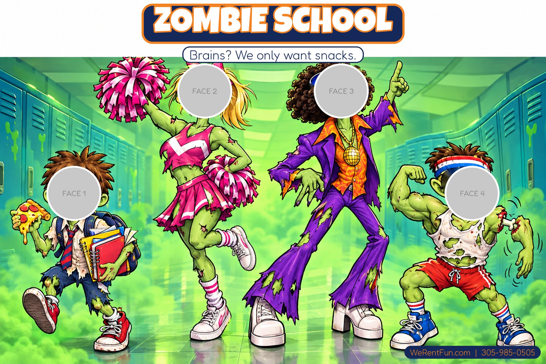 Zombie School face-in-hole photo backdrop theme