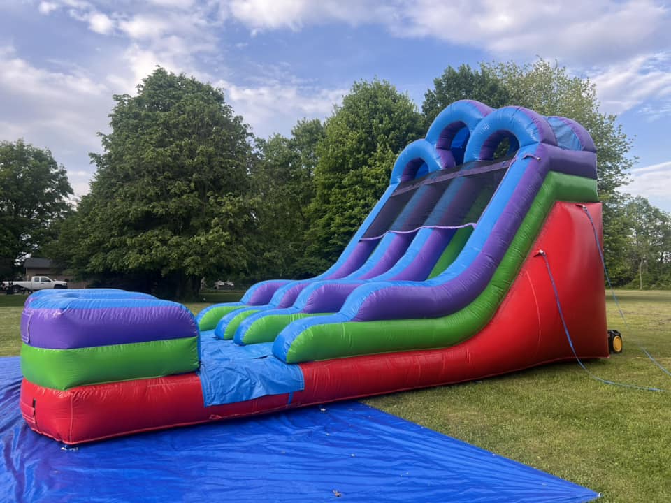 Retro water slide double lane racing lanes